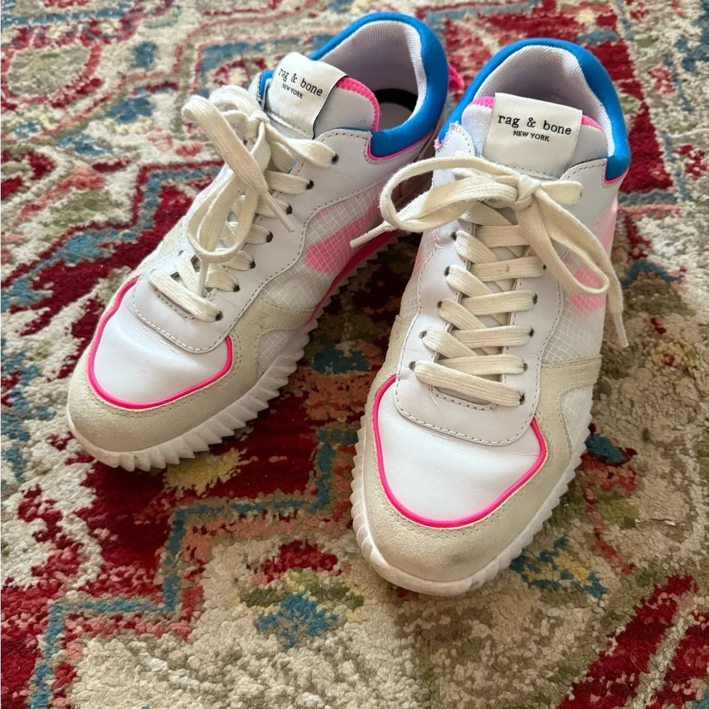Rag & Bone Women's Retro Runner 2.0 Shoes - White and Pink Size 37 US 7 - Picture 3 of 7